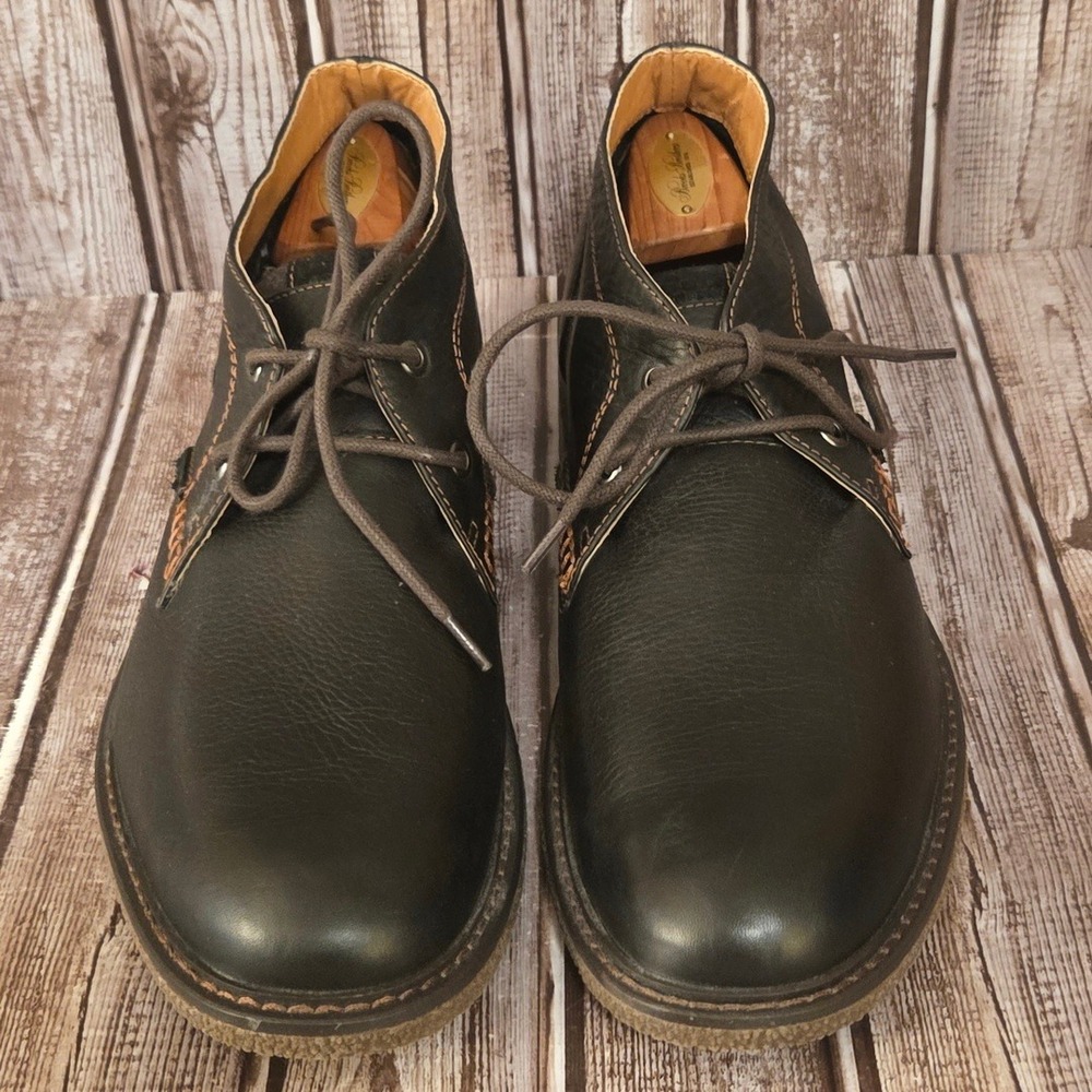 Sz 10 M Mens Johnston & Murphy Black Leather Cushioned Chukka Boots Excellent